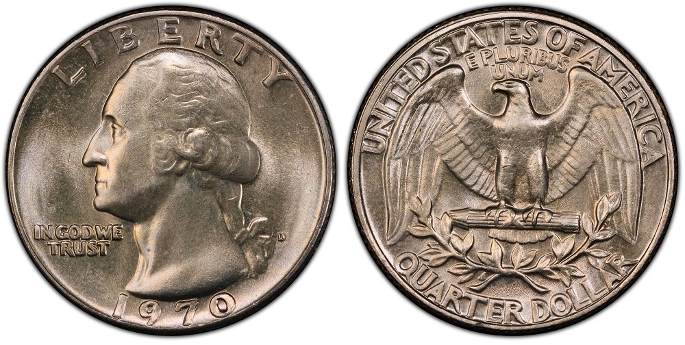 Comparison of normal 1970-D quarter LIBERTY letters versus DDO FS-102 showing doubled thicker letters on obverse