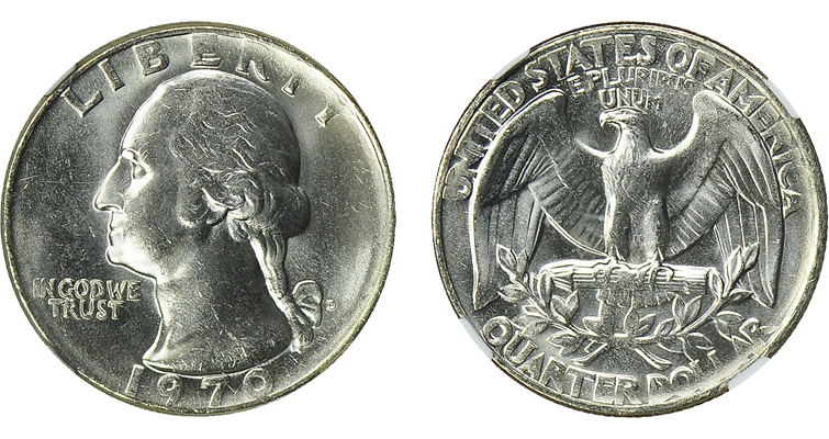 1970-D thin quarter compared edge-on to normal quarter showing reduced thickness from dime-stock planchet error